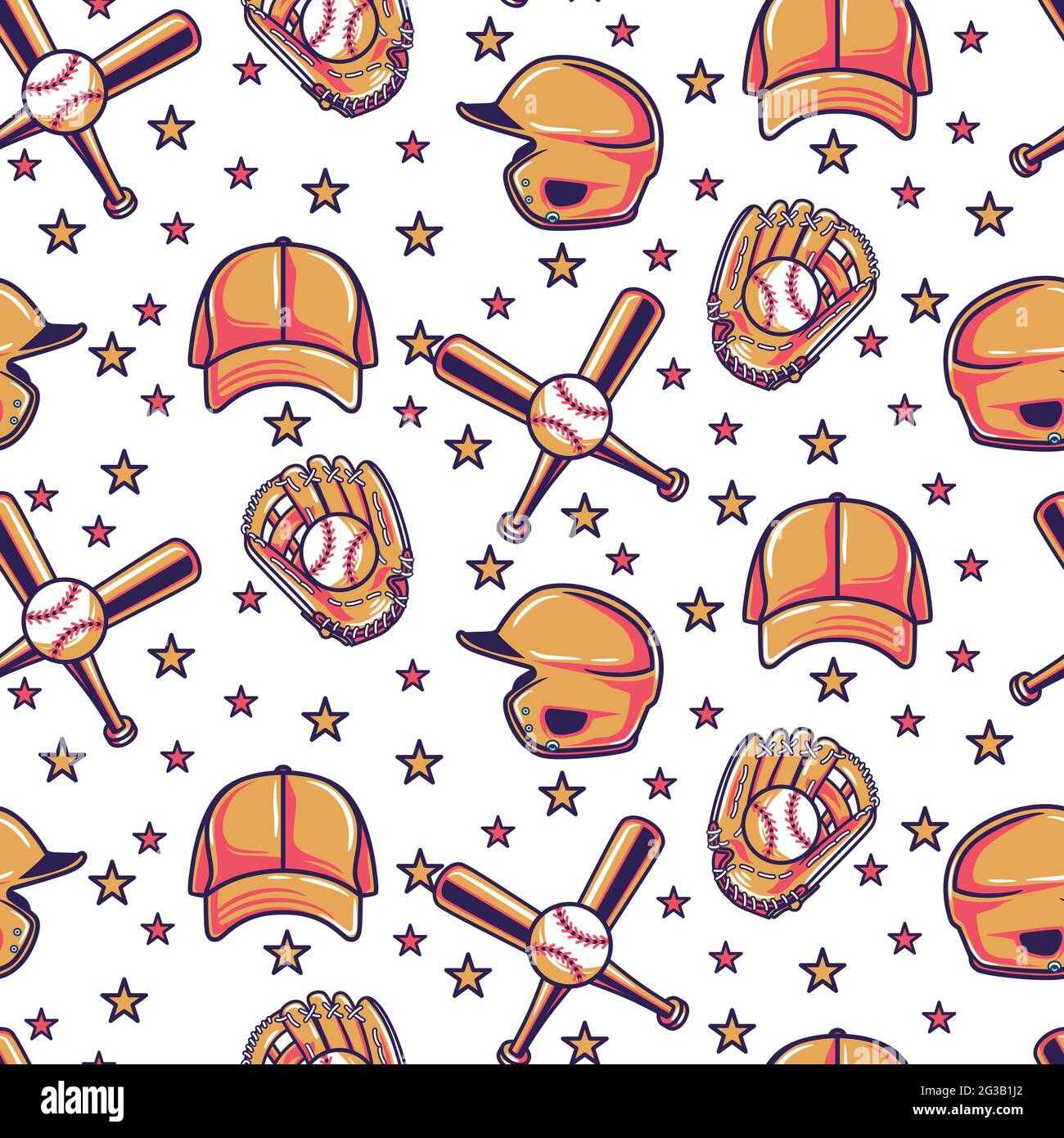 Seamless pattern with baseball softball ball graphics Stock Vector