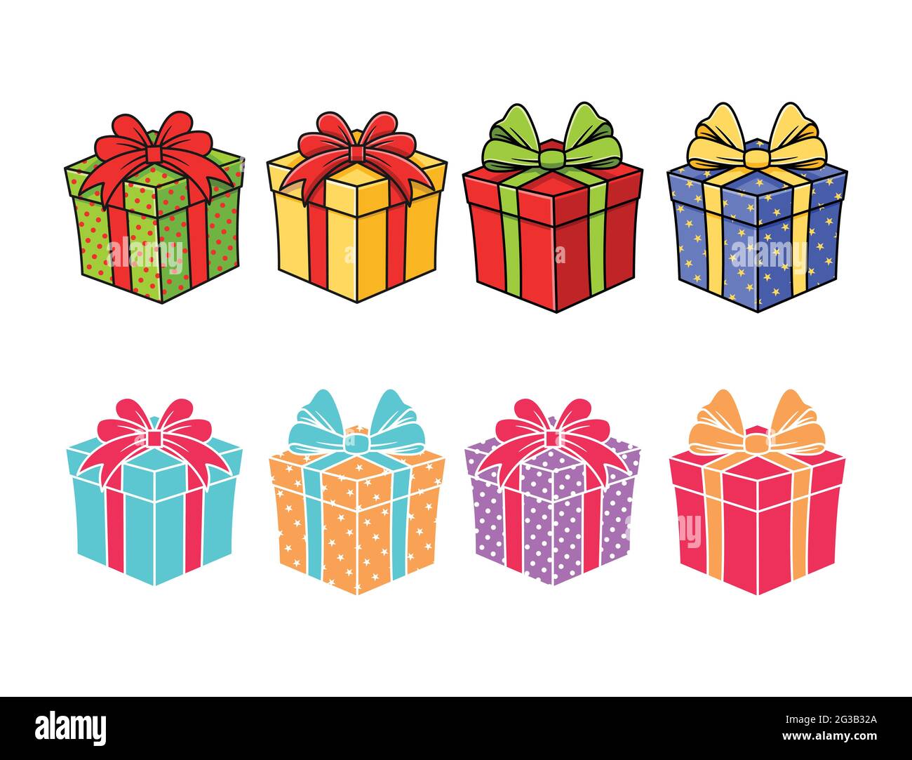 Gift boxes set. christmas or birthday presents Stock Vector