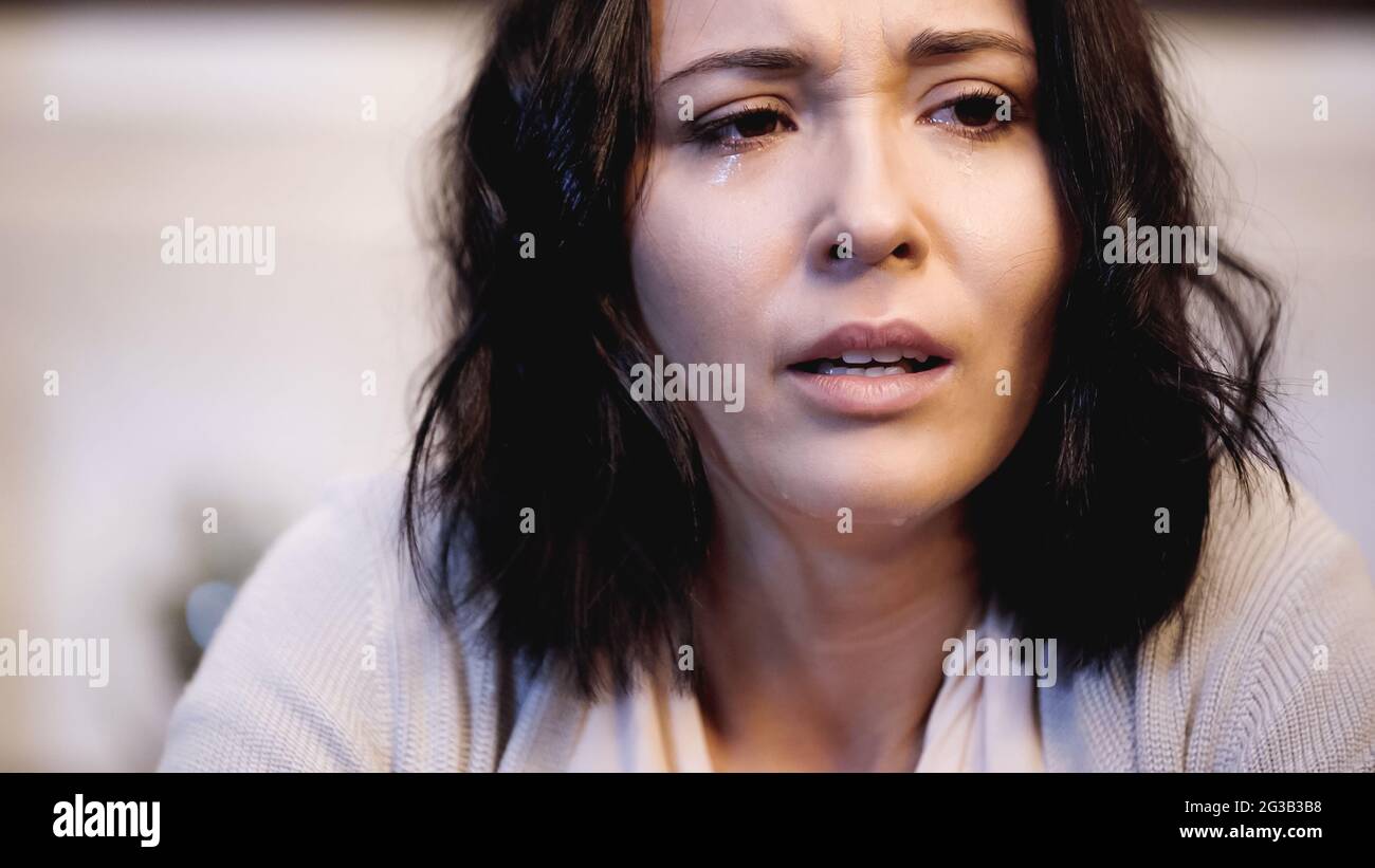 Tears woman close up hi-res stock photography and images - Alamy