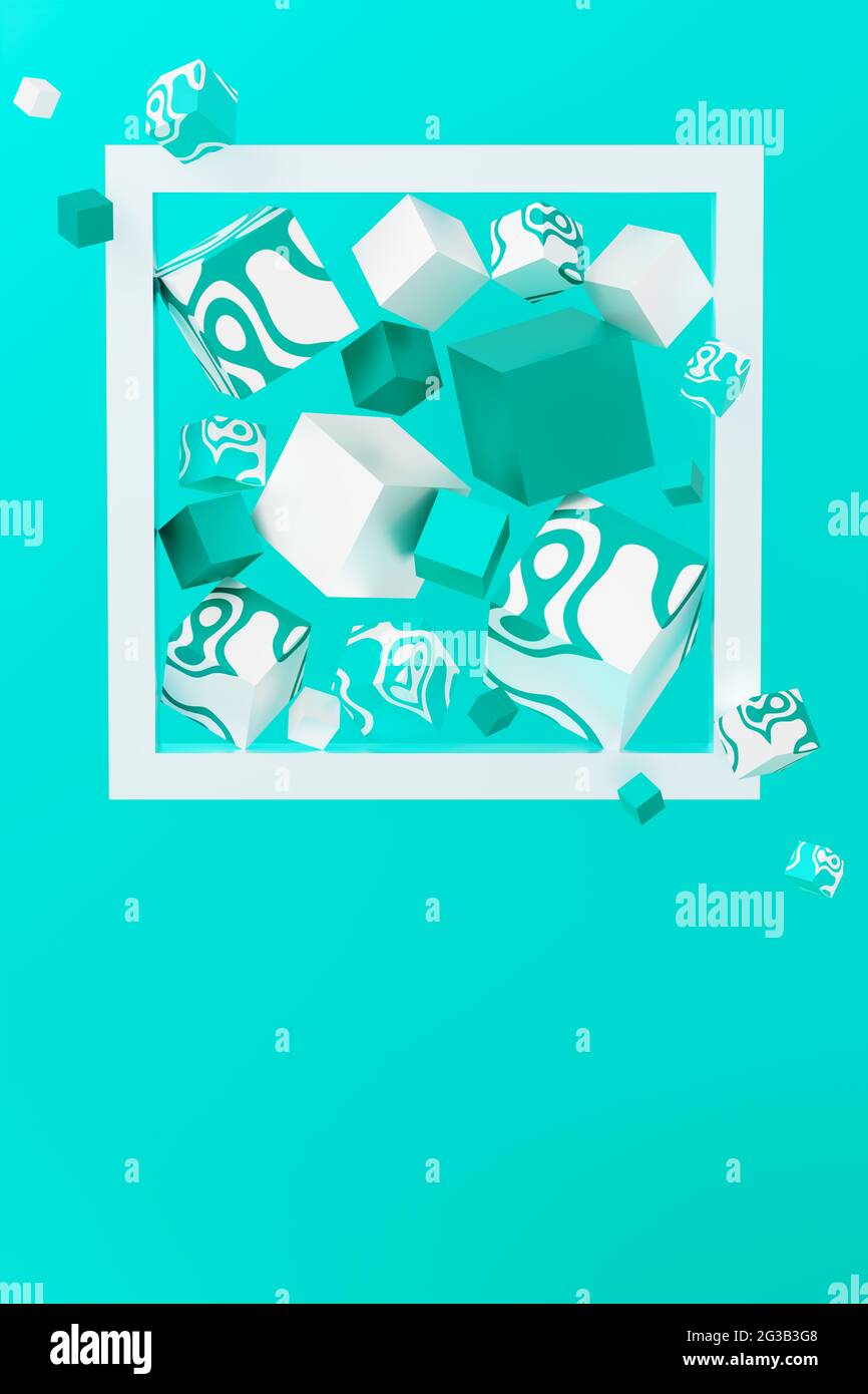 Textured cubes inside a square frame. 3D illustration Stock Photo - Alamy