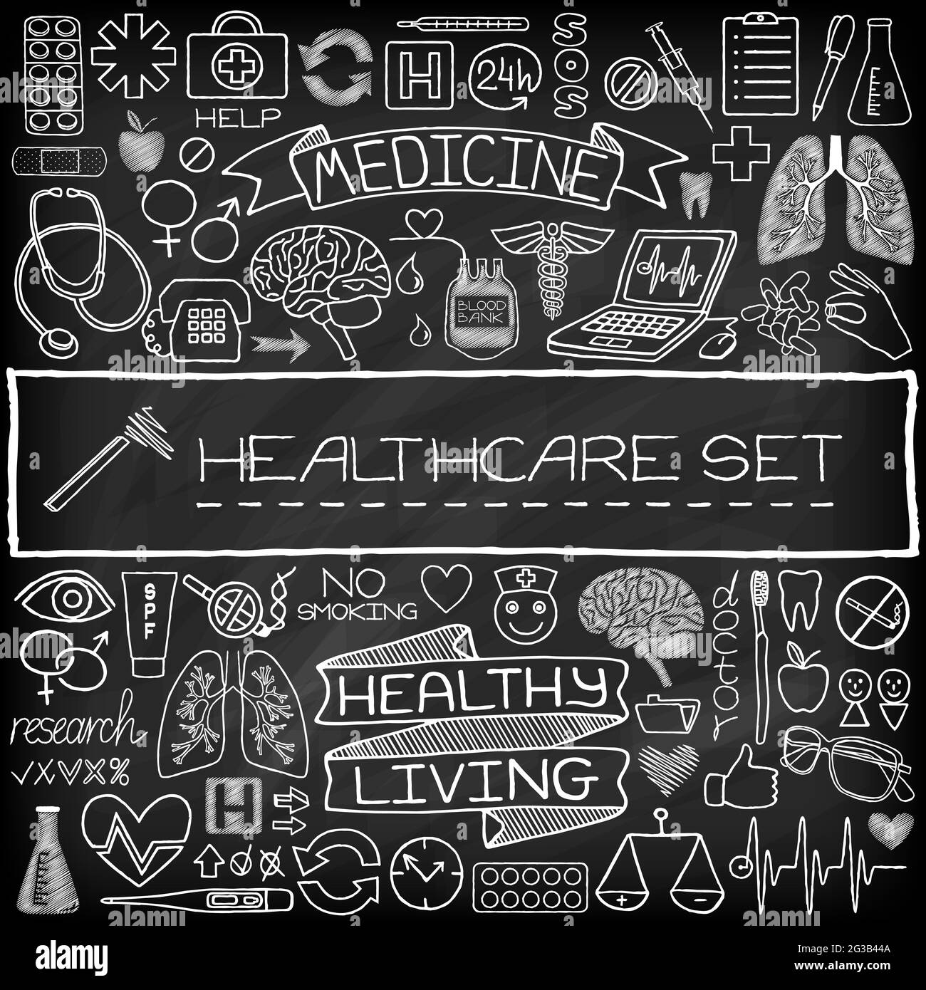 Hand drawn medical set of icons Stock Vector Image & Art - Alamy