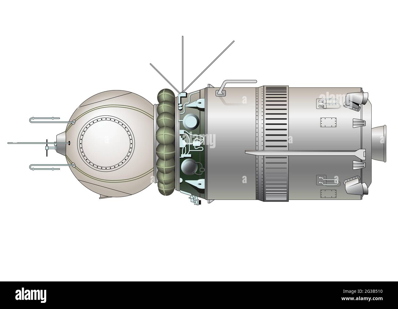 Vostok - last rocket stage with capsula Stock Vector