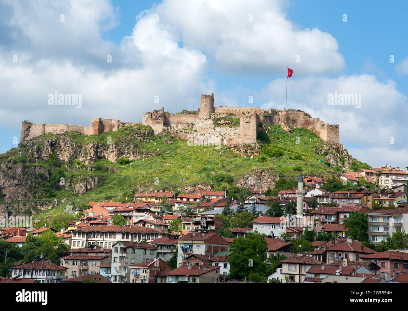 Kastamonu/Turkey - 24/05/2010 - Old historical Kastamonu castle and scenic city view Stock Photo