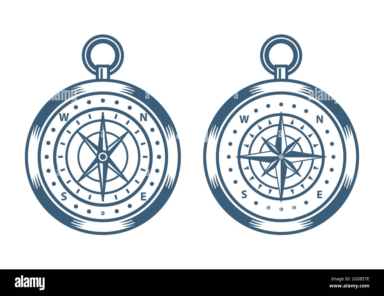 Set of vintage Wind Rose Compass Navigation isolated on a white ...