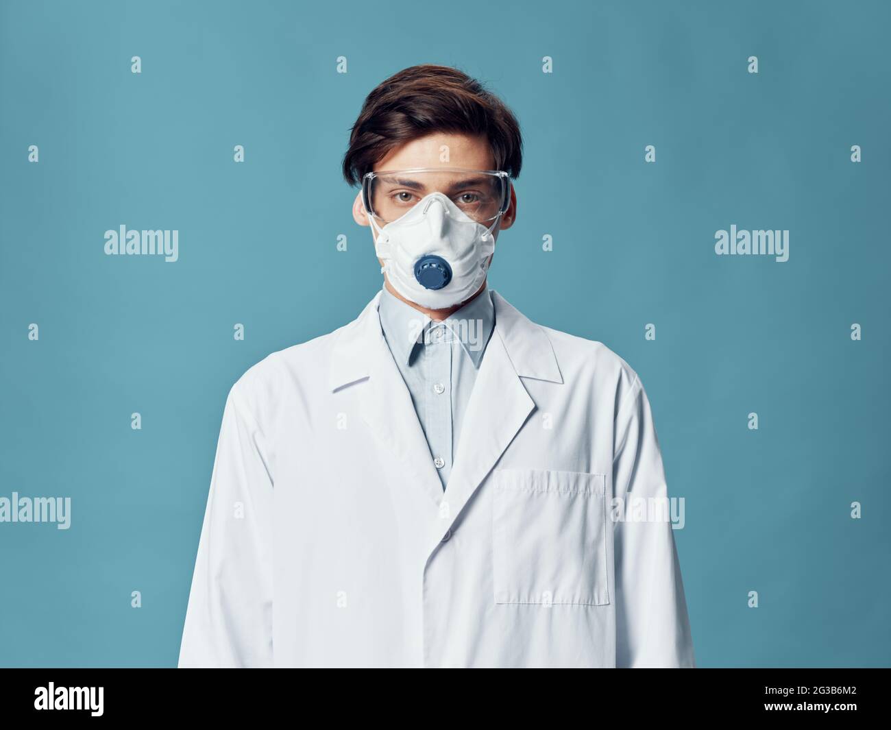 male doctor wearing medical mask laboratory research hospital Stock Photo