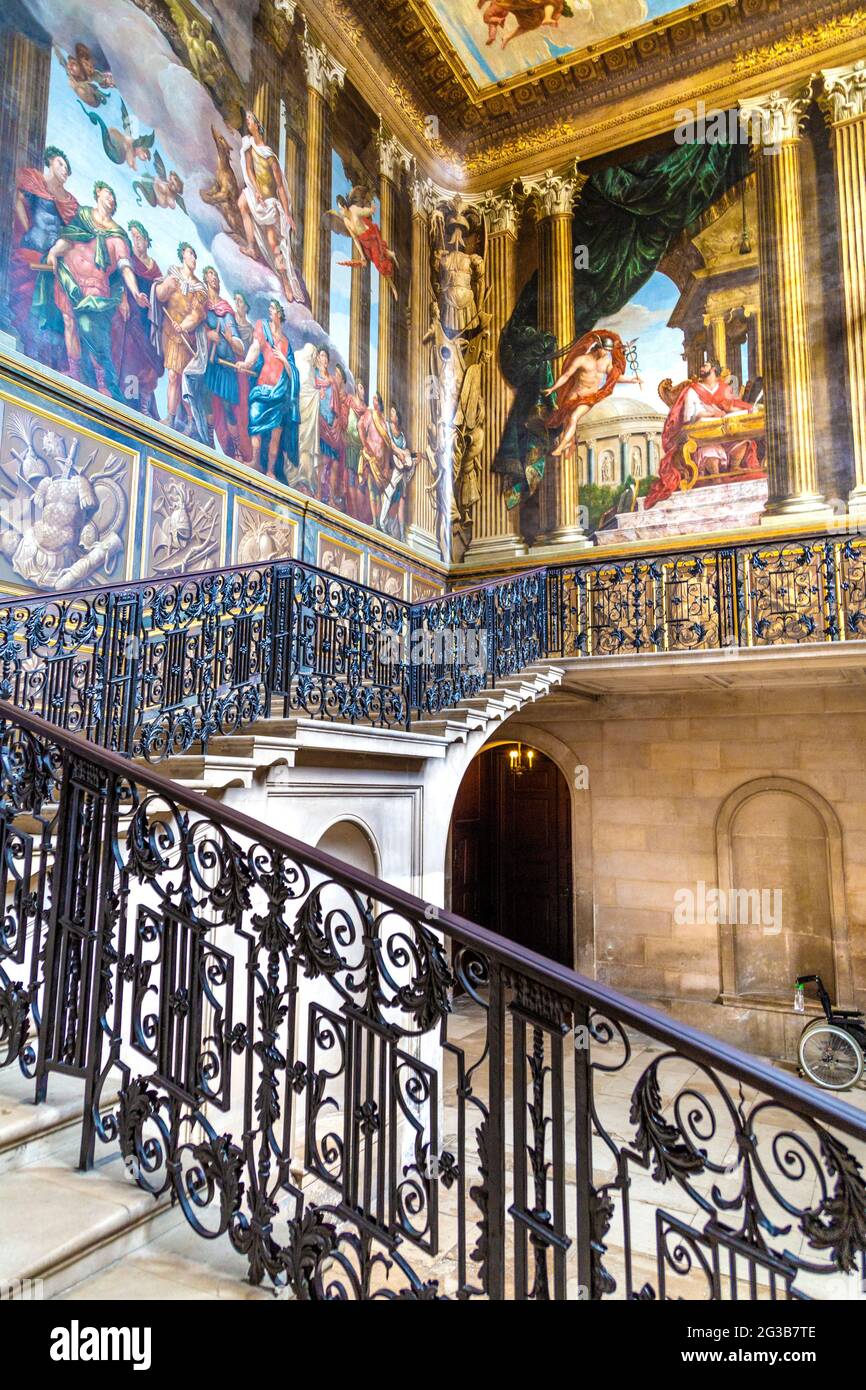 The King's Staircase painted by William Kent at Hampton Court Palace, Richmond, London, UK Stock Photo