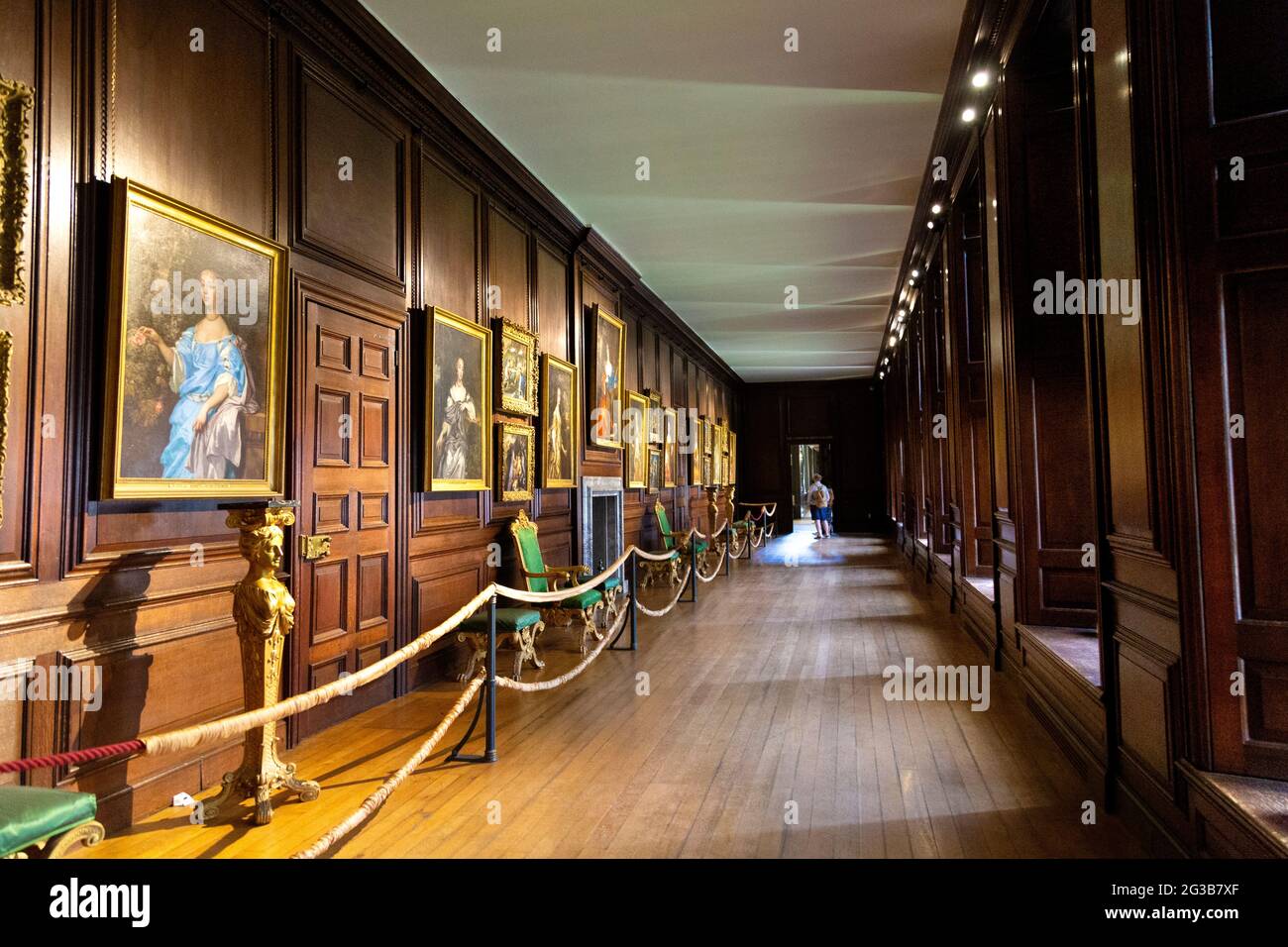 Portraits of the 'Windsor Beauties' painted by Peter Leley at the Communication Gallery, Hampton Court Palace, Richmond, London, UK Stock Photo