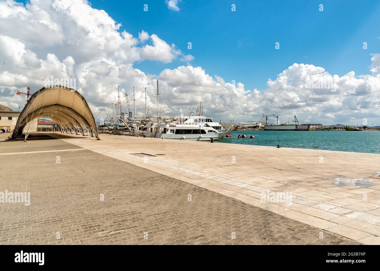 Maritime transport in the dock of italian port of Trapani in Sicily, Italy Stock Photo
