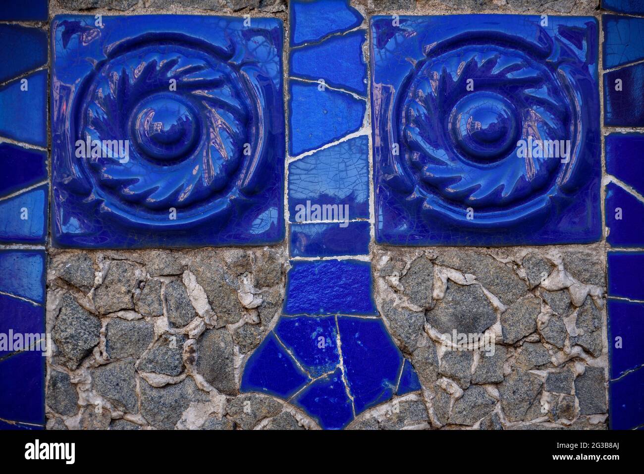 Detail of the modernist fountain of Santa Digna, in La Garriga (Vallès Oriental, Barcelona, Catalonia, Spain) ESP: Detalle de una fuente en La Garriga Stock Photo