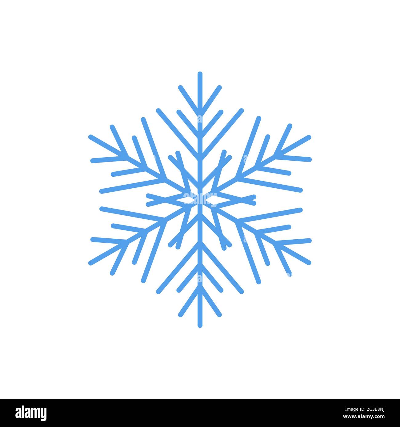 Snowflake icon. Christmas and winter theme. Simple flat blue illustration on white Stock Vector
