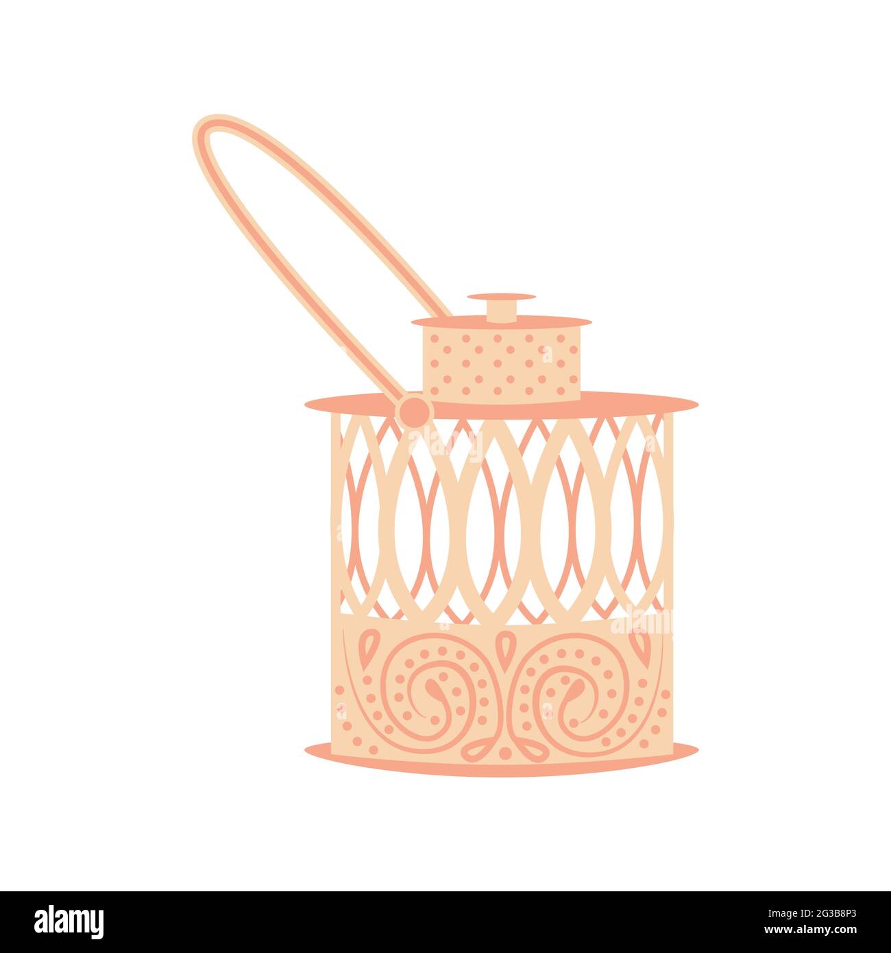 Christmas lantern with a burning candle isolate on a white background. New Year's decor, festive mood. Seth red, gray, white lantern Stock Vector