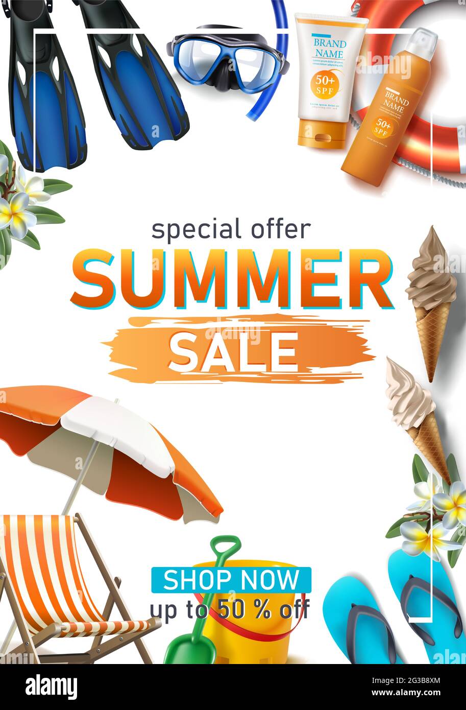 Vector summer sale banner template. Stock Vector