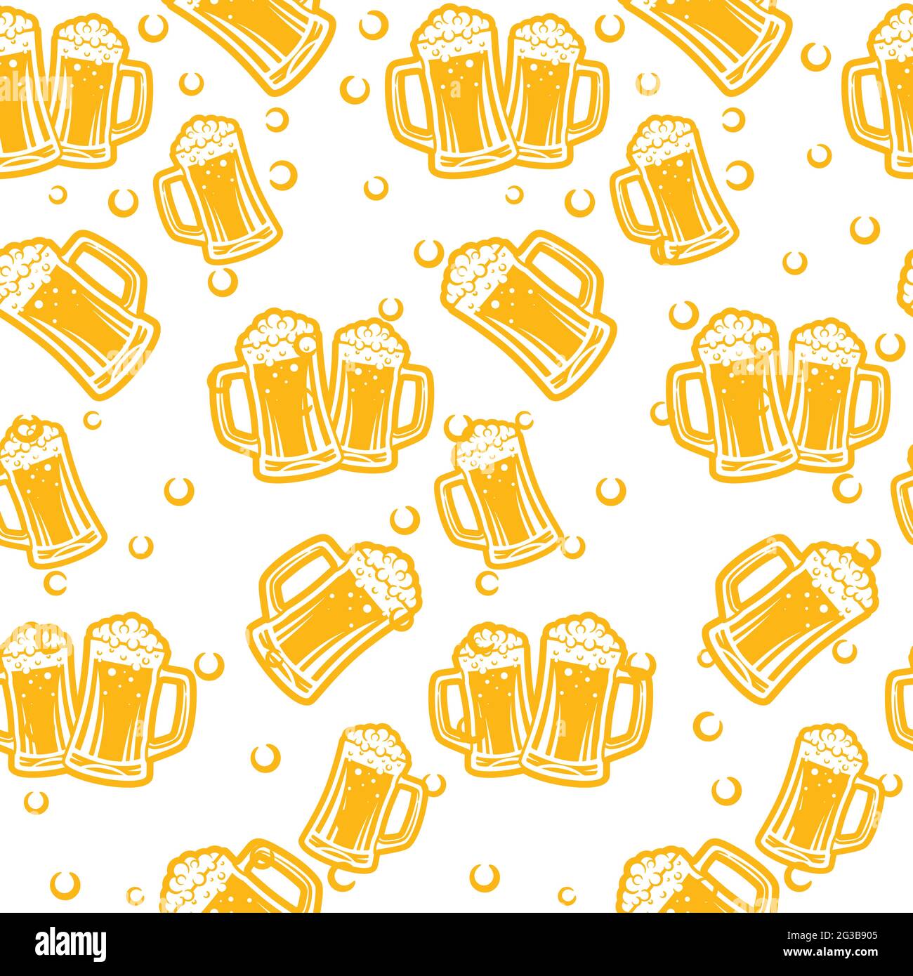 Glasses Beer Seamless Pattern isolated on white background Stock Vector