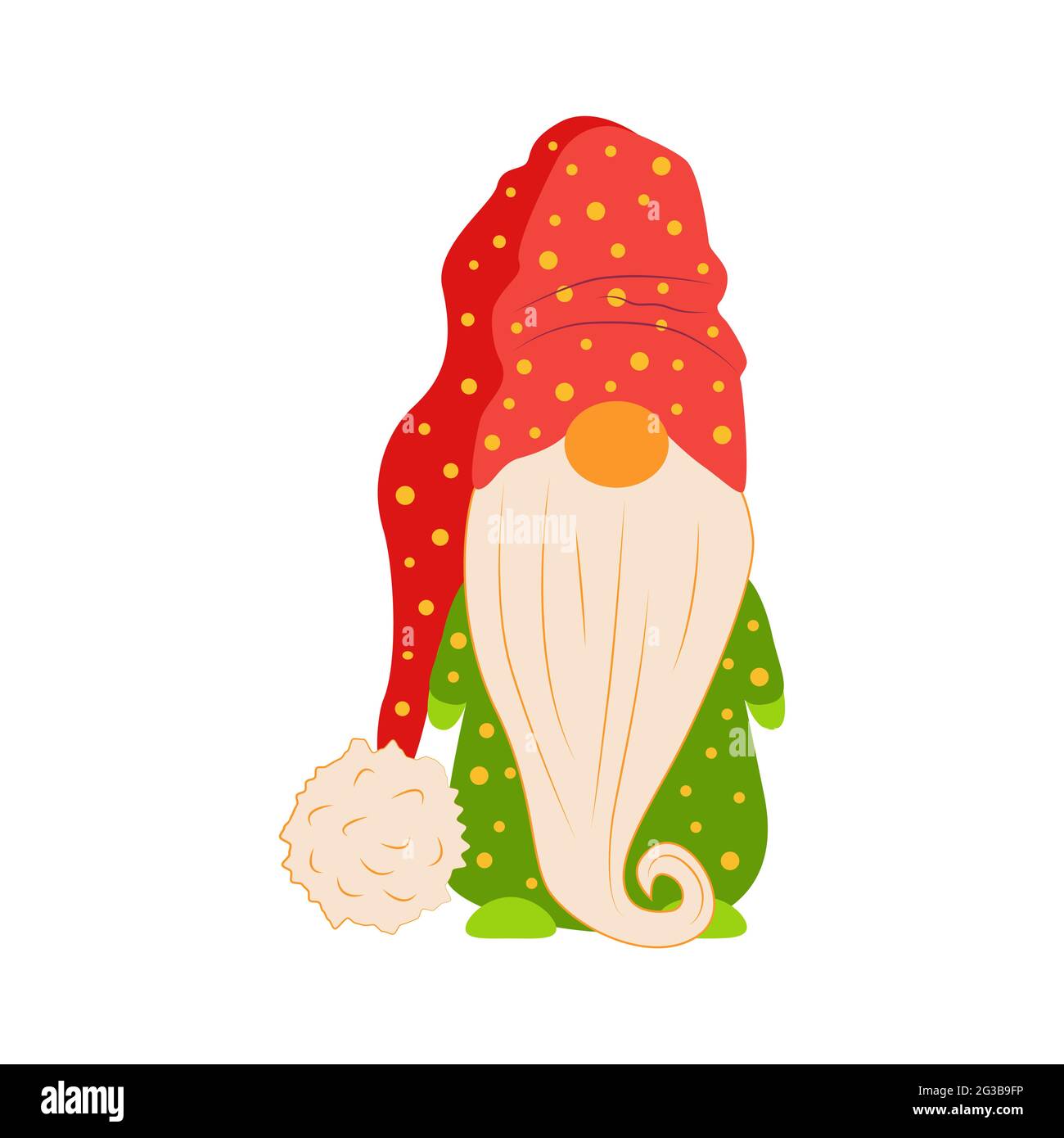 Cute Cartoon Gnome isolated on a white background. Christmas Cute Gnomes with Red Caps in Flat Style. Dwarfs Design Template for Merry Christmas and H Stock Vector