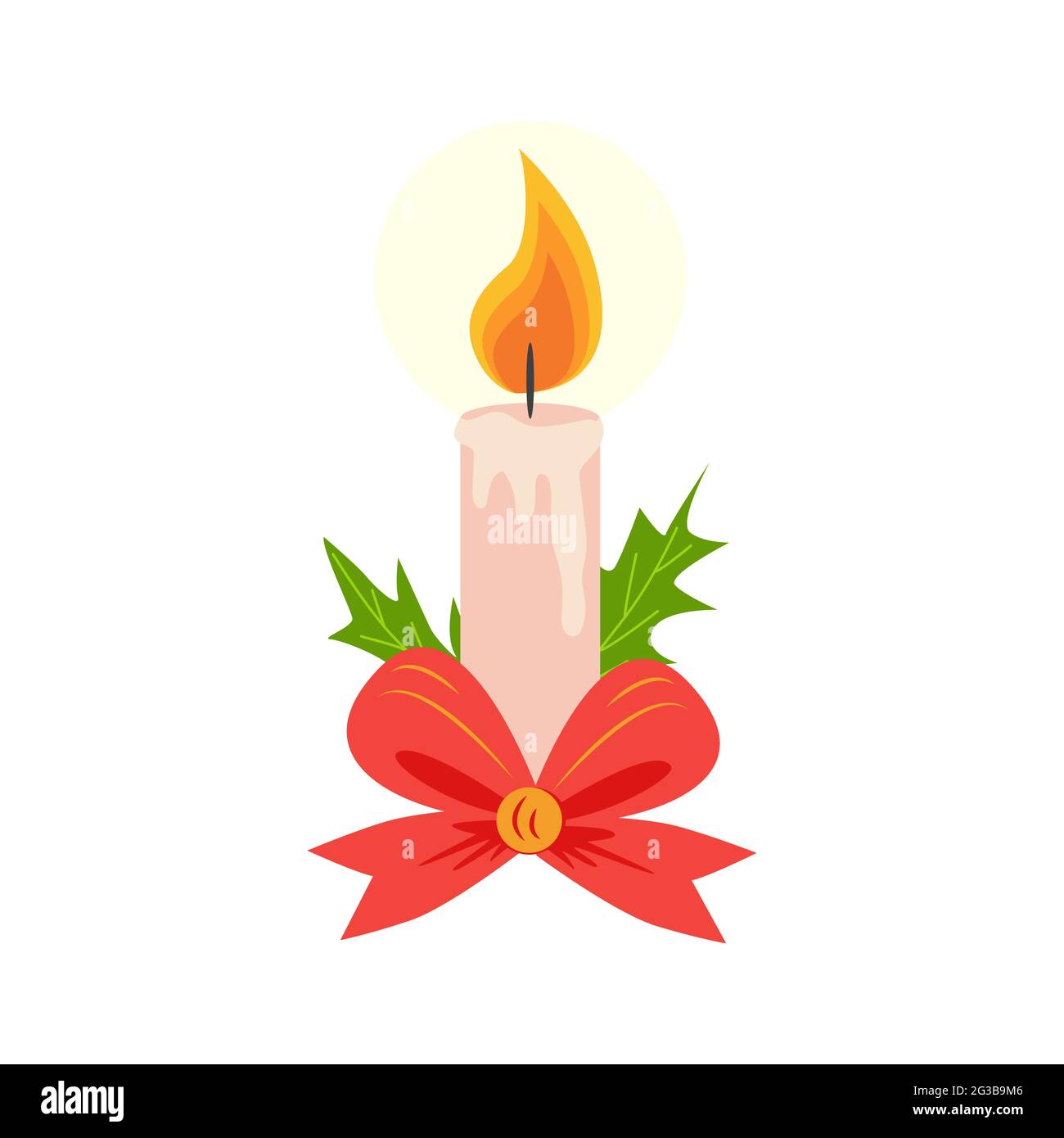 Christmas candle illustration. New Year holiday celebration in December Stock Vector