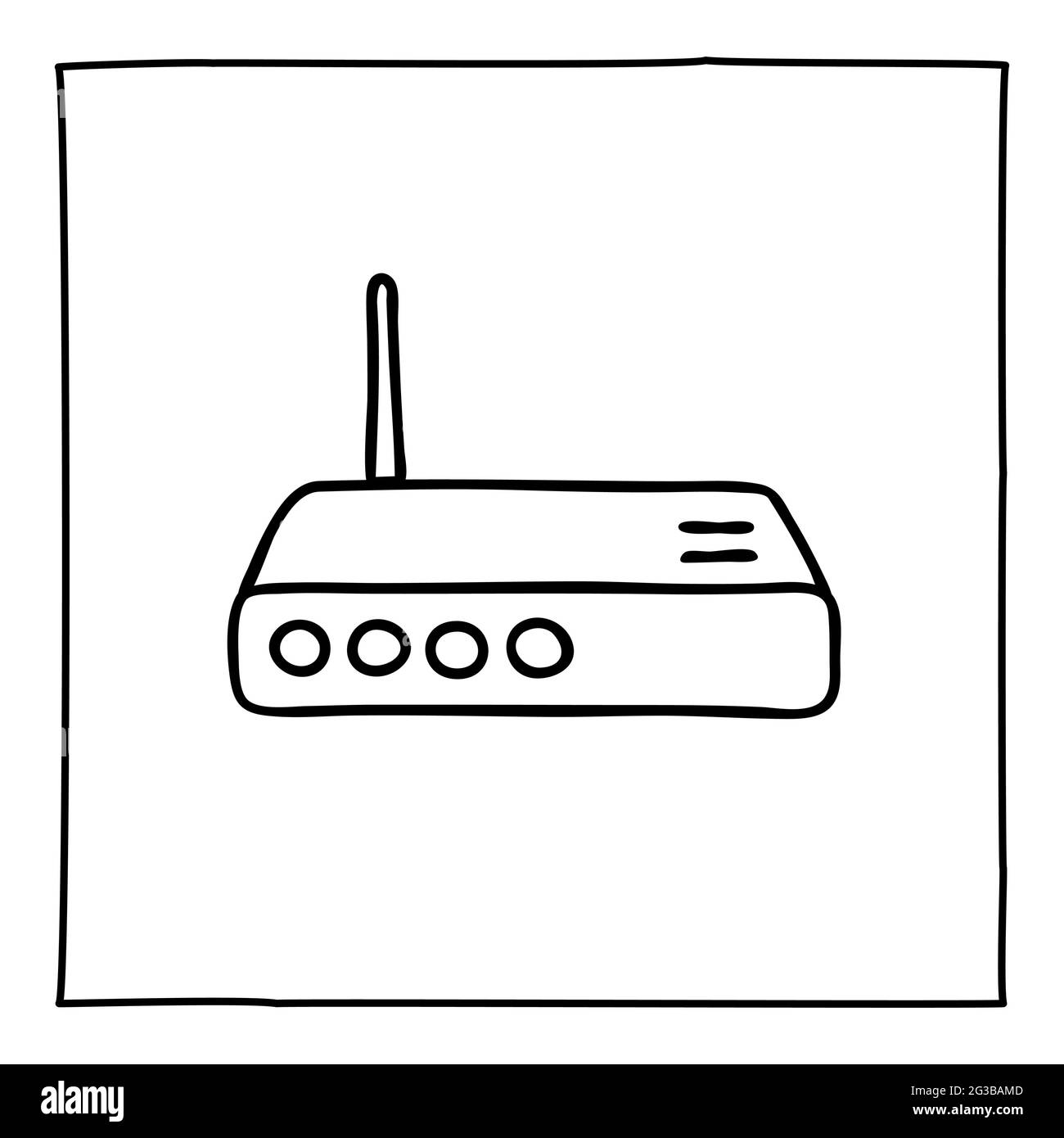 Drawing router internet connection modem Black and White Stock Photos &  Images - Alamy