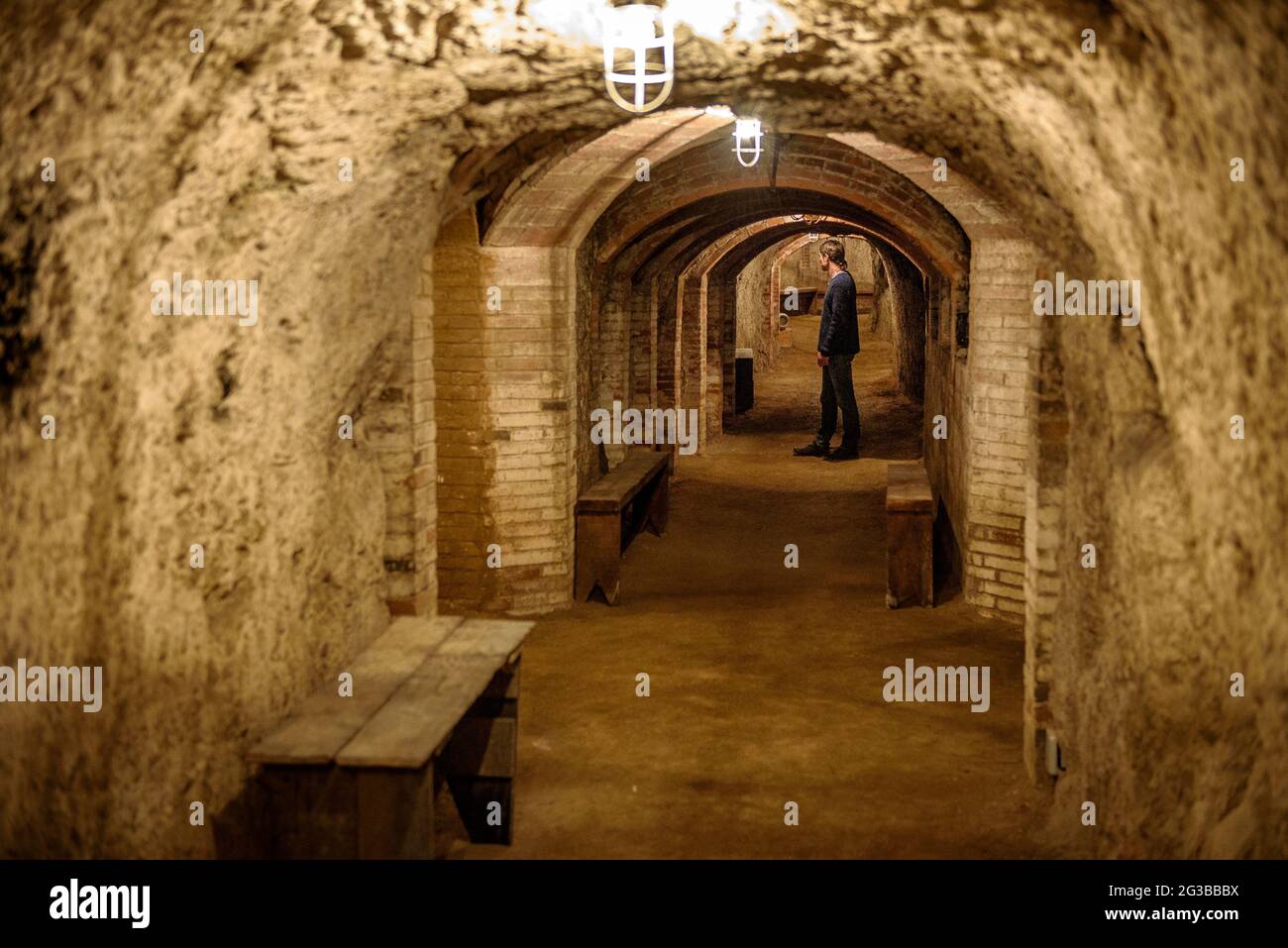 Interior of the bomb shelter of the train station in La Garriga, used during the Spanish Civil War (Barcelona, Catalonia, Spain) Stock Photo