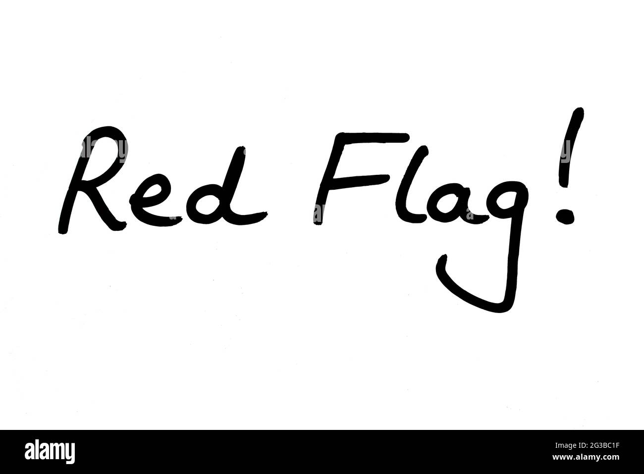 Red Flag! handwritten on a white background Stock Photo Alamy
