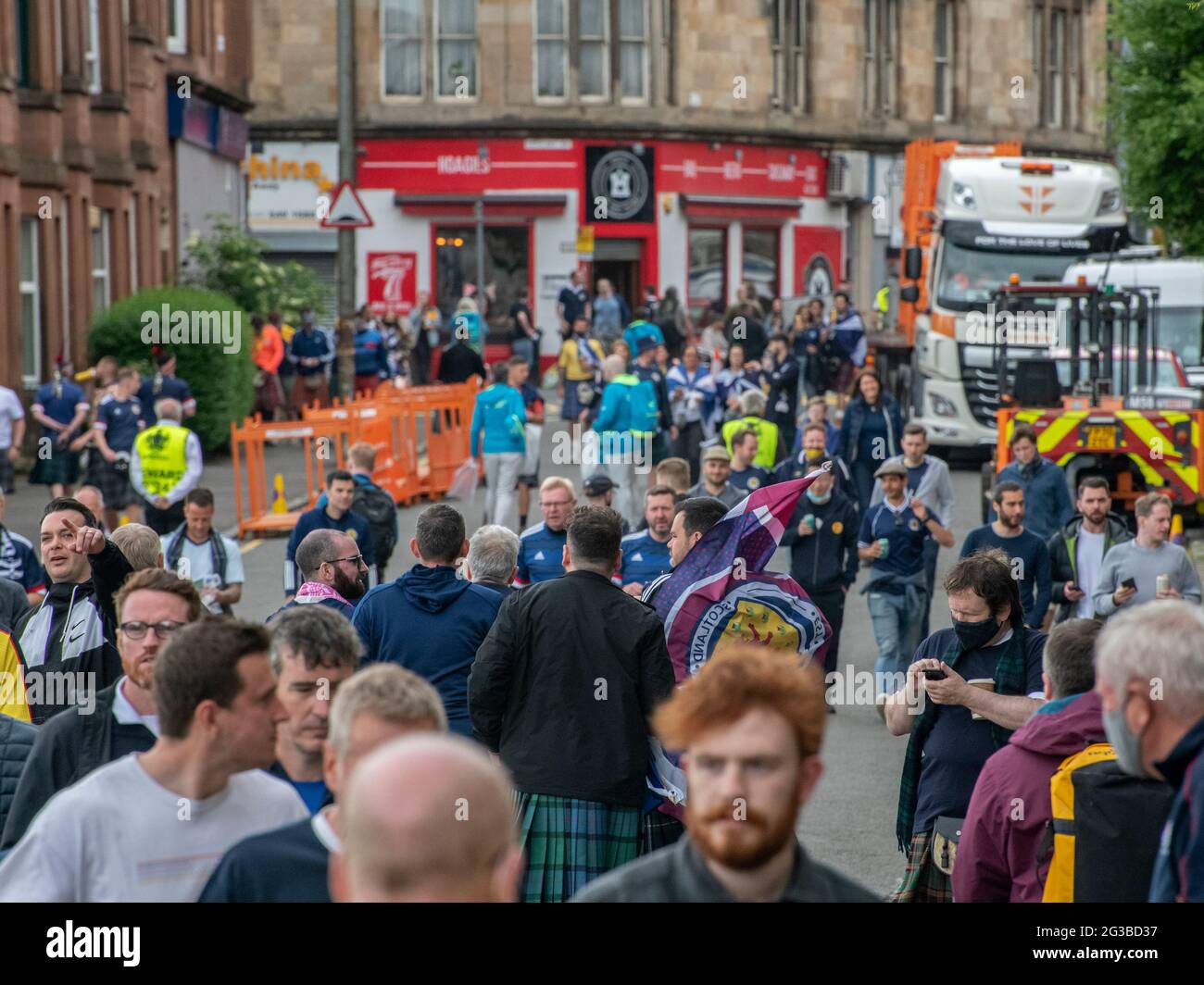 Glasgow, Scotland, UK. 14th June 2021 Scotland fans walking towards