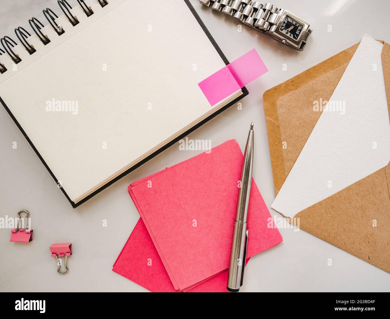 Blank notepad page for your congratulatory message. Closeup, view from ...