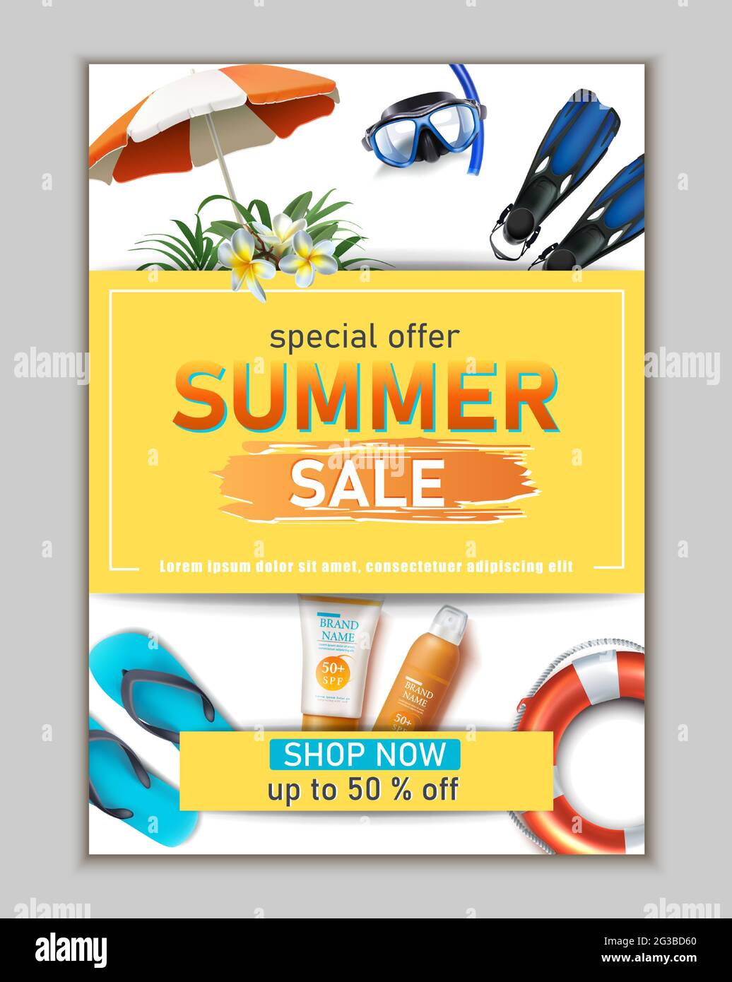 Vector summer sale banner template. Stock Vector