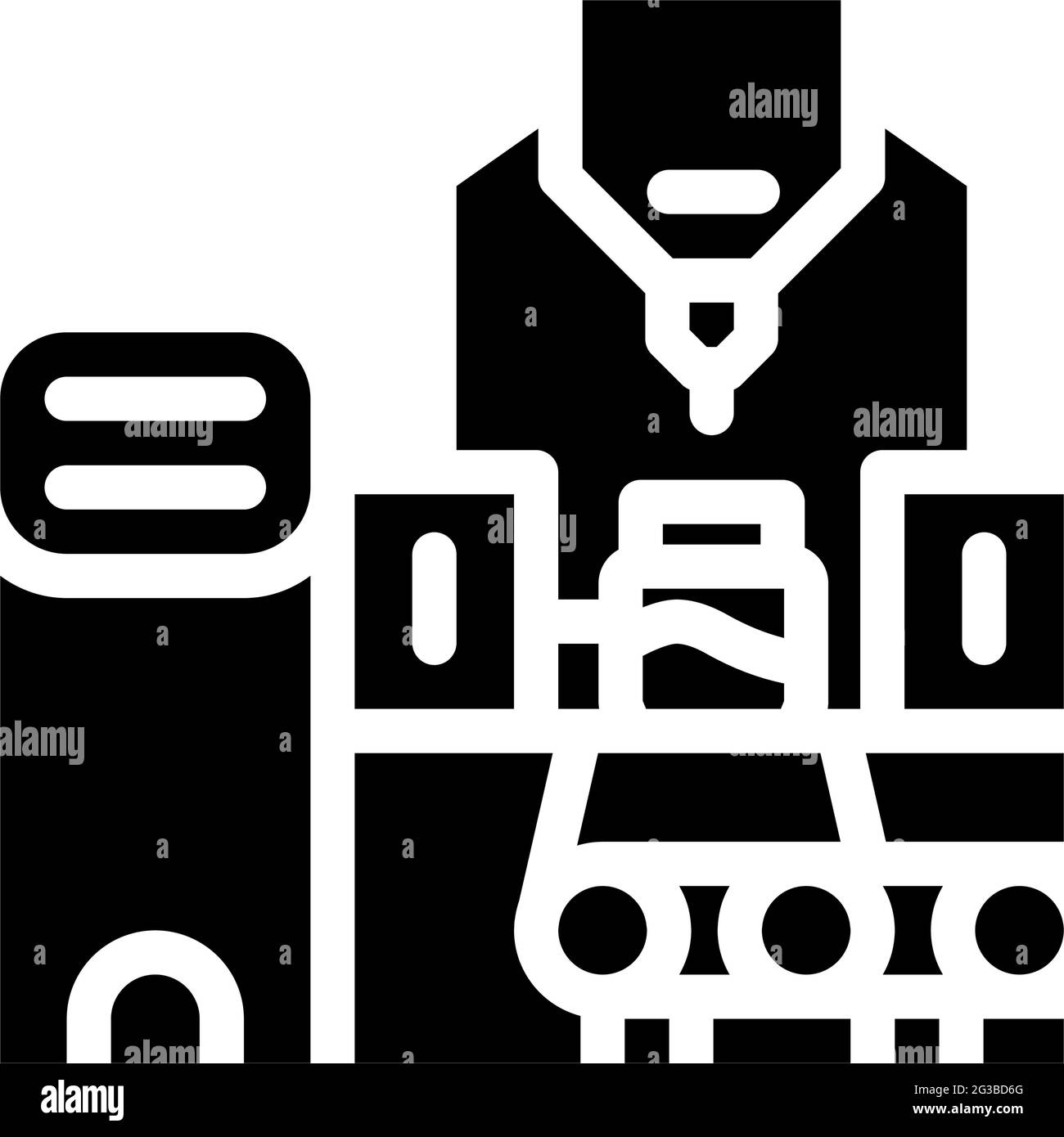 industrial production peanut butter conveyor glyph icon vector illustration Stock Vector