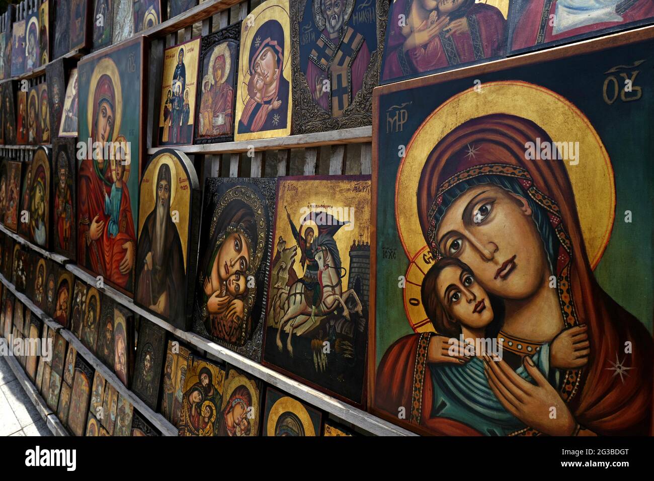 Christian orthodox icons, in Sophia, Bulgaria Stock Photo
