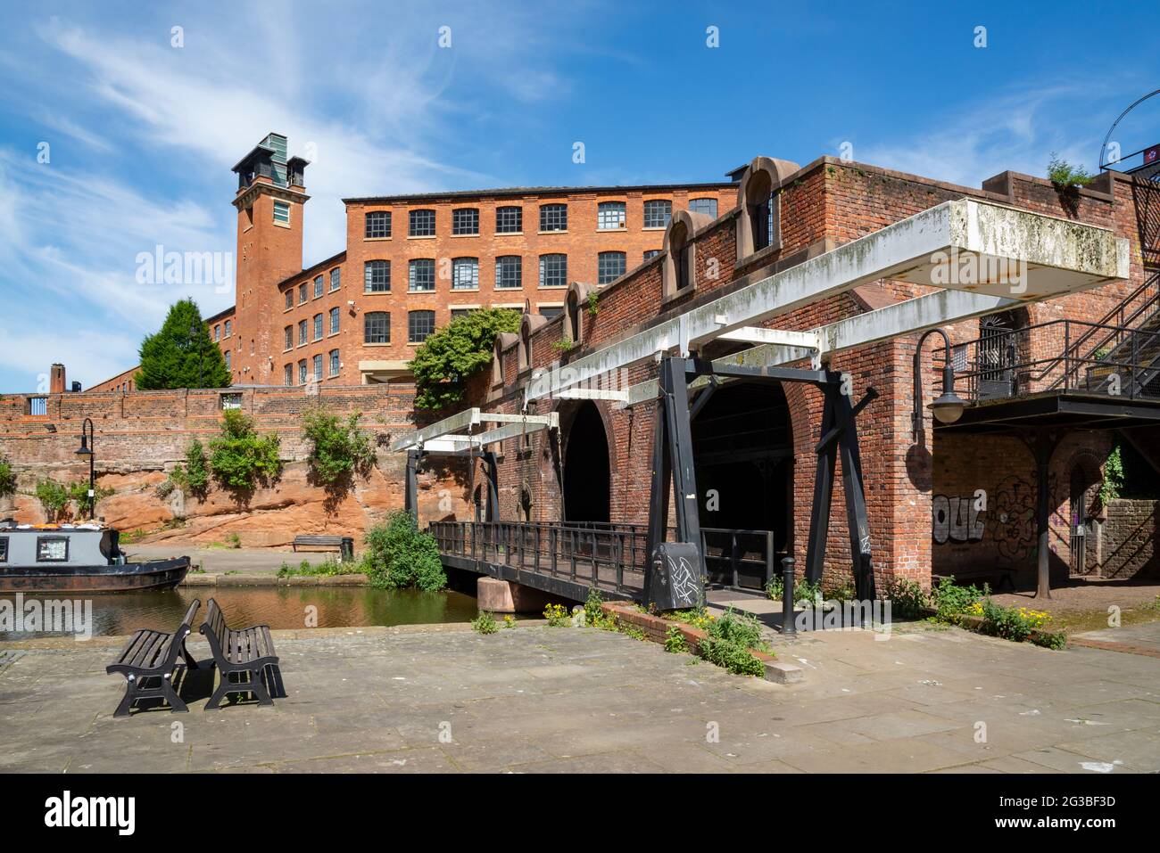 Grocers Warehouse, Castlefield, Manchester. A historic site in this urban heritage park around the Bridgewater and Rochdale canals. Stock Photo