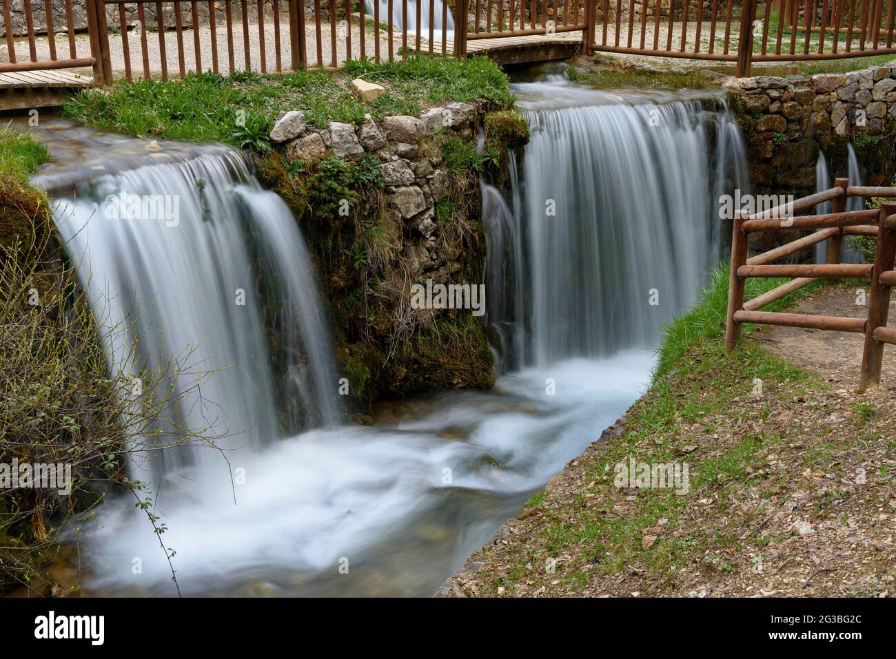 Spring of the river Cardener in the Lord Valley during the melting (Solsonès, Lleida, Catalonia, Spain, Pyrenees) ESP: Nacimiento del río Cardener Stock Photo