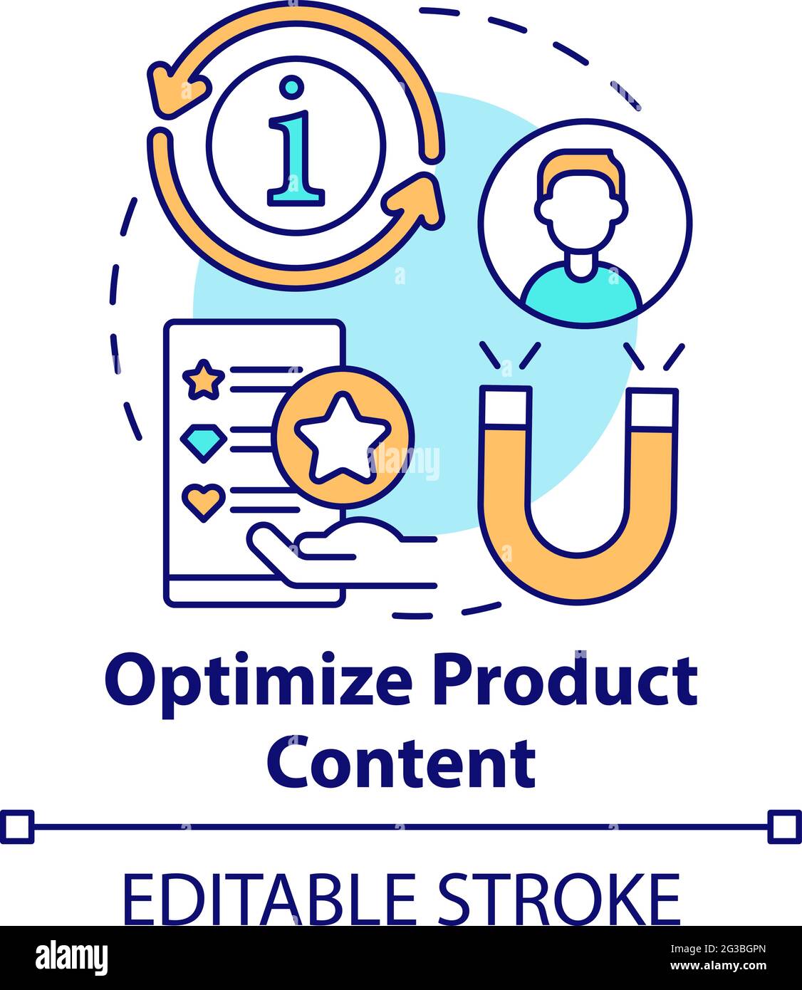 Optimize product content concept icon Stock Vector