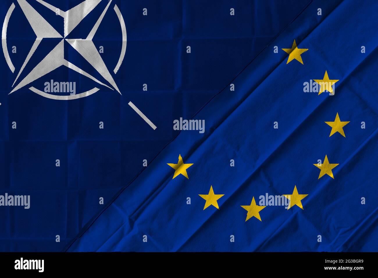 Concept of the relationship between the European Union and NATO with two  flags over each other Stock Photo - Alamy