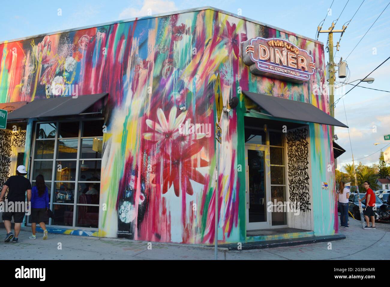 Artsy exterior of Wynwood Diner and Cocktail in Miami, Florida Stock Photo