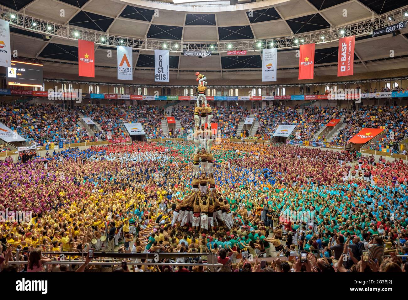 Castells (human towers) Contest in Tarragona in 2018 (Catalonia, Spain