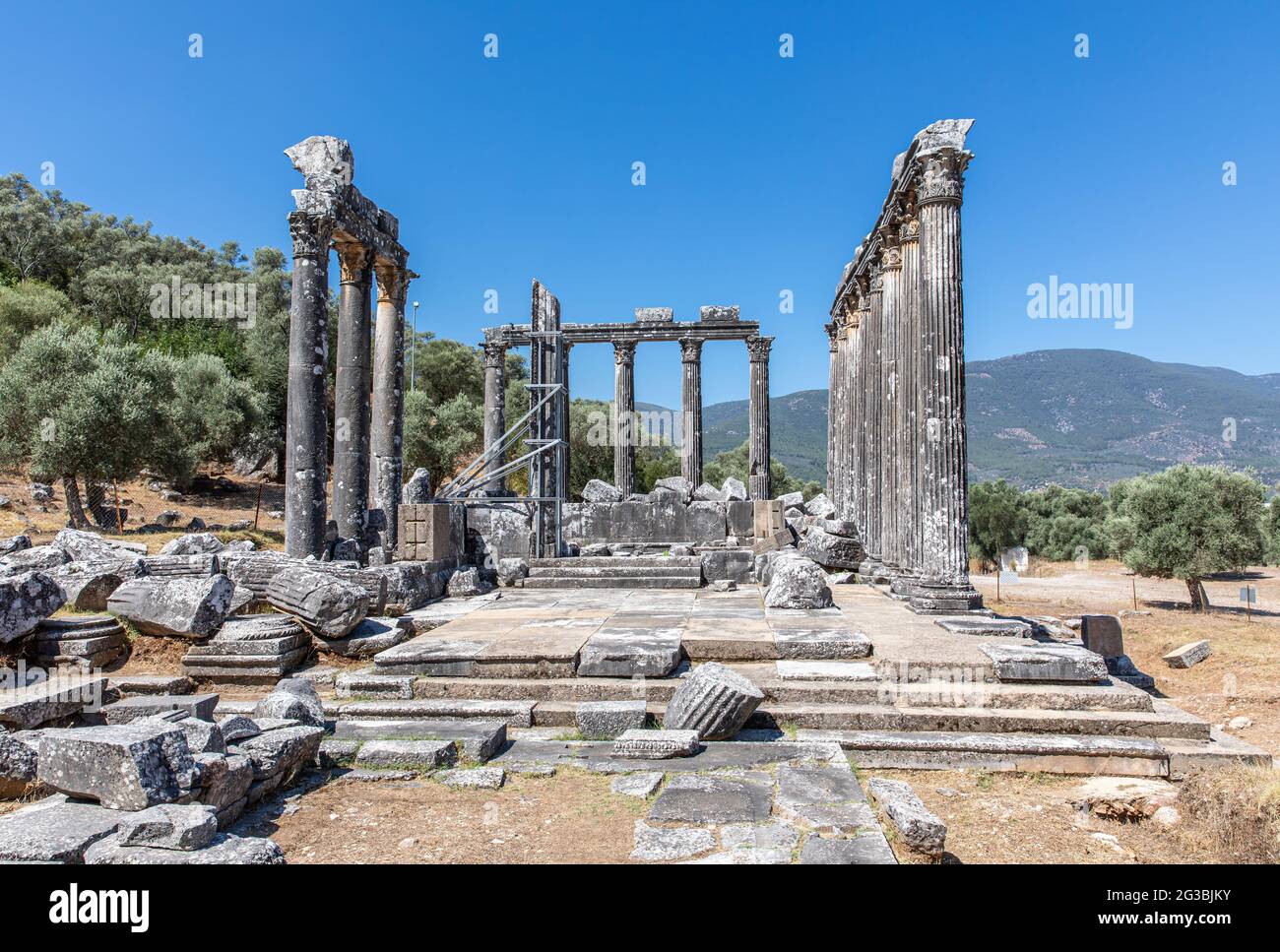 Temple of Zeus in Euromos Ancient City Stock Photo