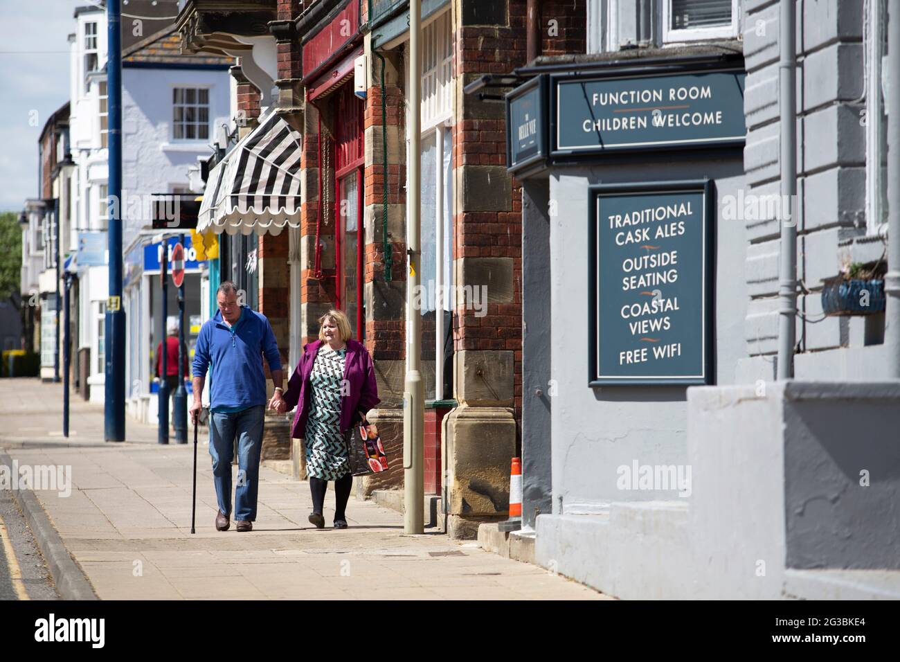 A sign at Filey in north Yorkshire. Filey is a coastal town on the north east coast of Yorkshire. A popular holiday place for families and day-tripper Stock Photo