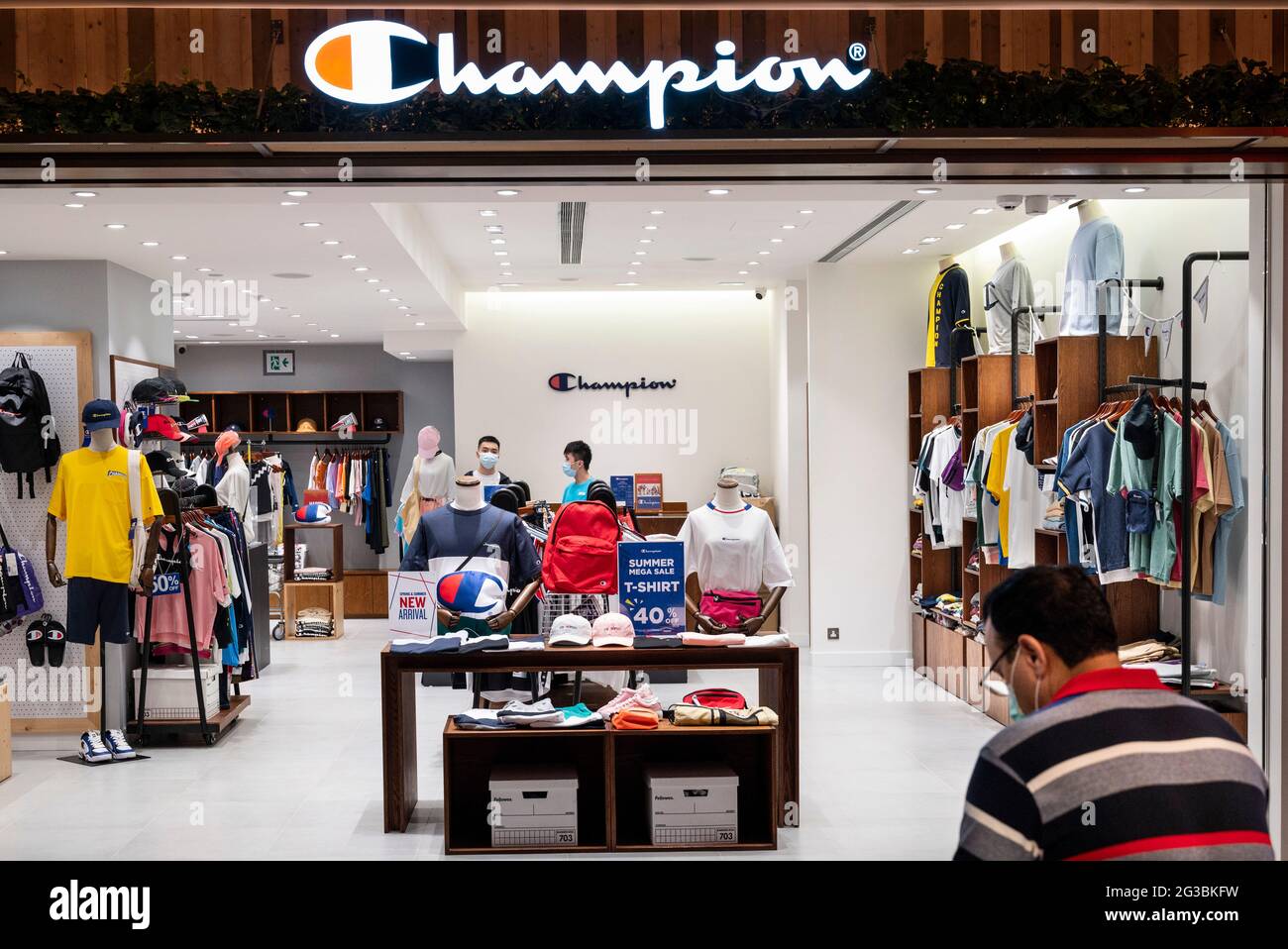 Hong Kong, China. 15th June, 2021. American sportswear fashion brand  Champion store seen in Hong Kong. (Photo by Budrul Chukrut/SOPA Images/Sipa  USA) Credit: Sipa USA/Alamy Live News Stock Photo - Alamy