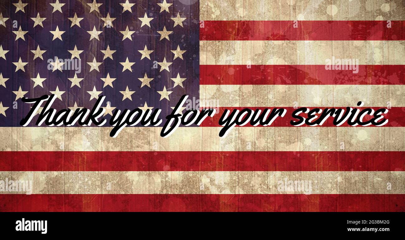 Composition of text thank you for your service over vintage american ...