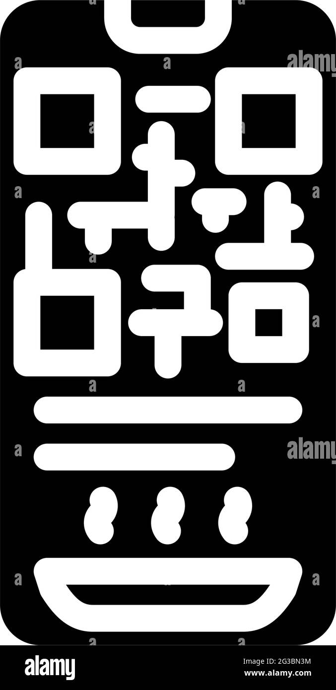 qr code to receive food in canteen glyph icon vector illustration Stock ...