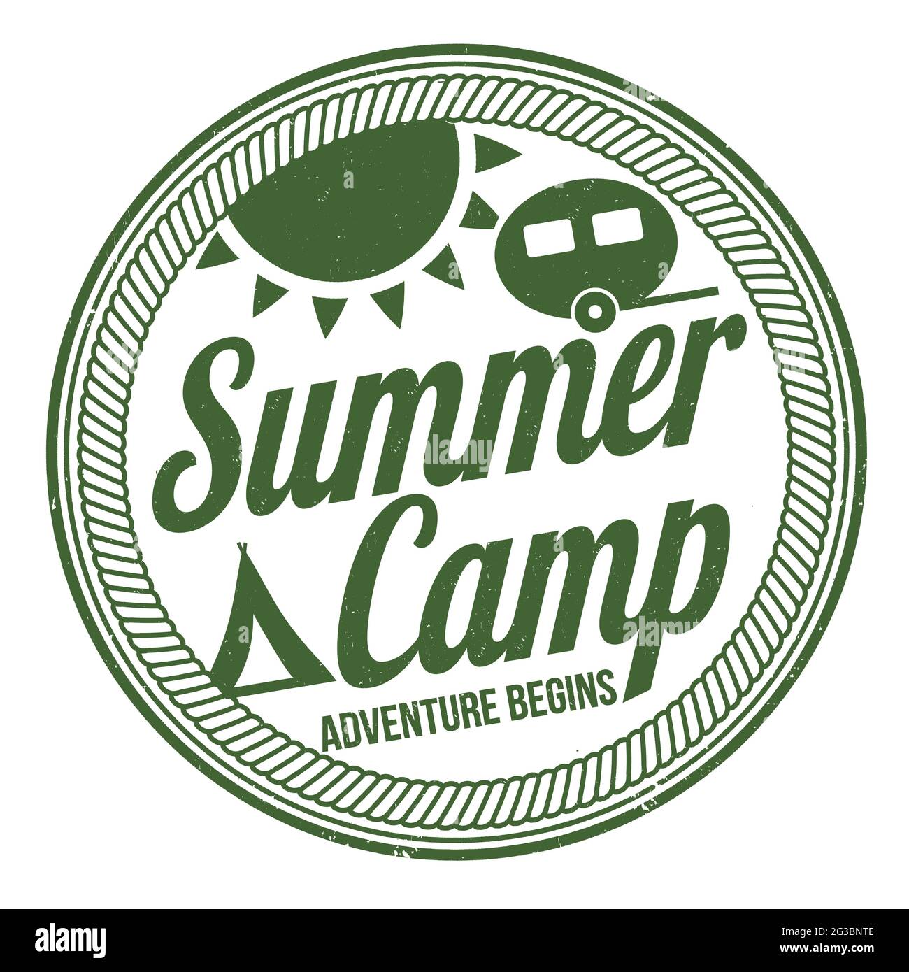 Summer camp sign or stamp on white background, vector illustration ...