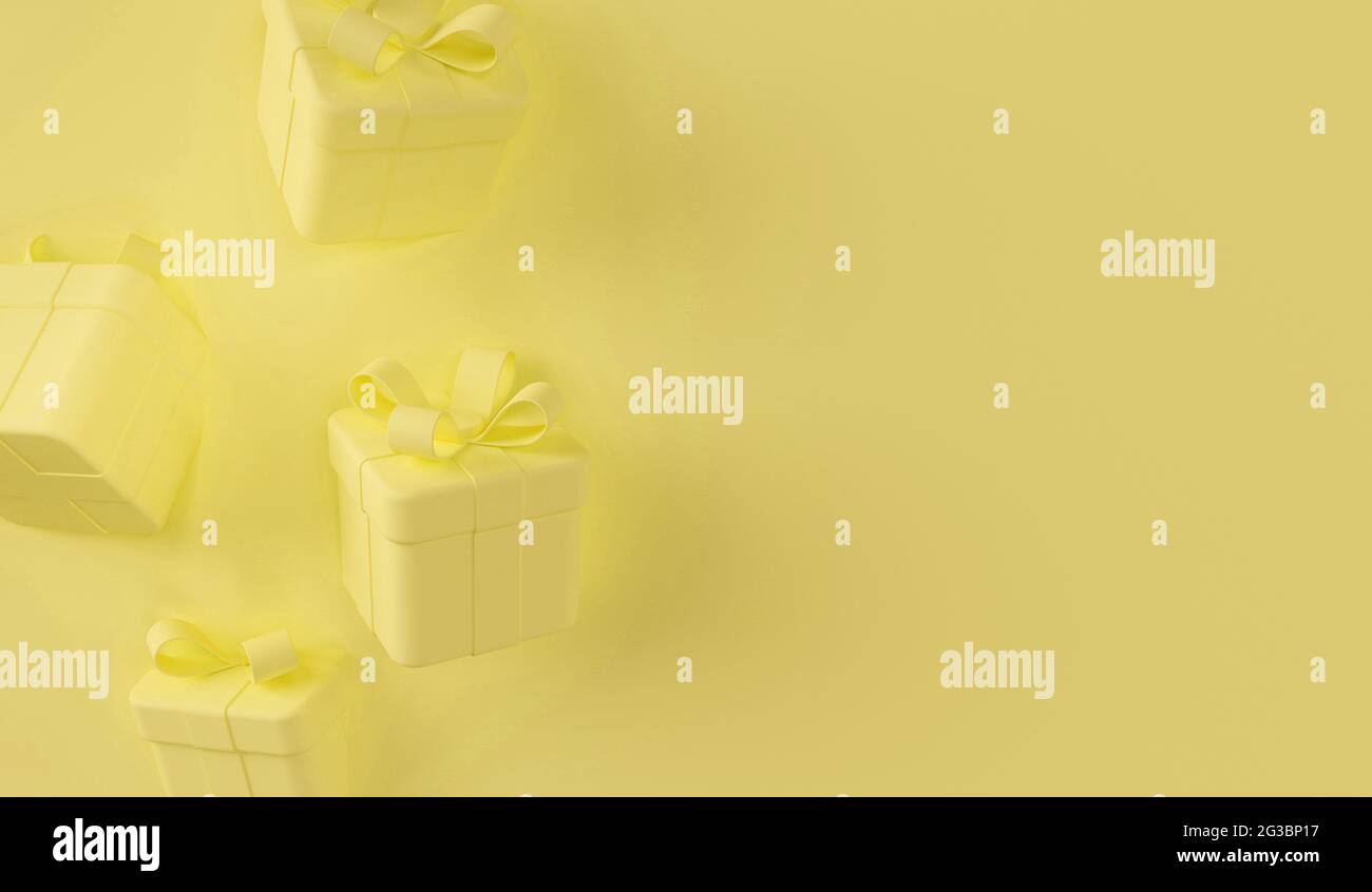 3d yellow gift box scene Stock Photo - Alamy