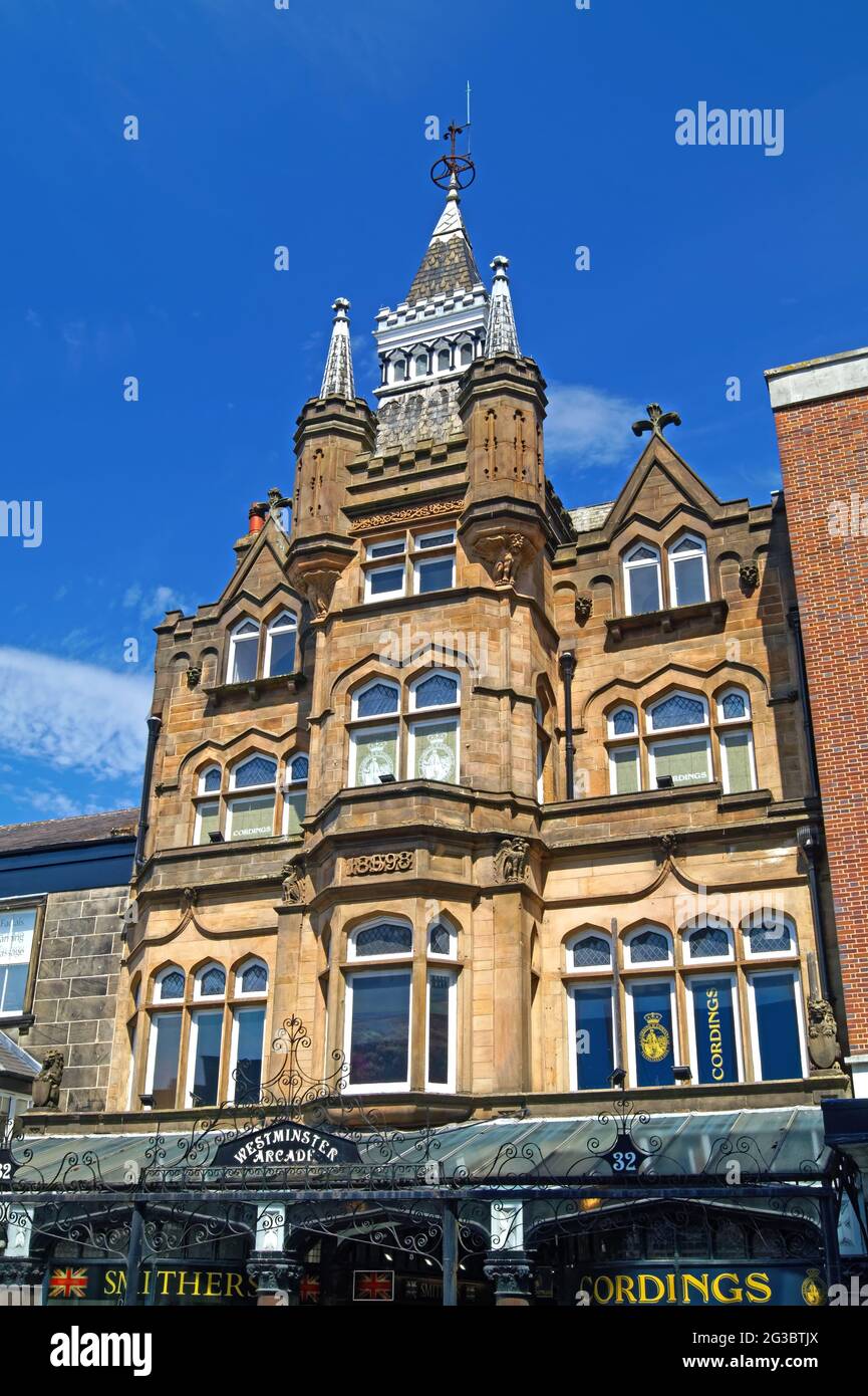 UK, North Yorkshire, Harrogate, Victorian Architecture on Parliament Street. Stock Photo
