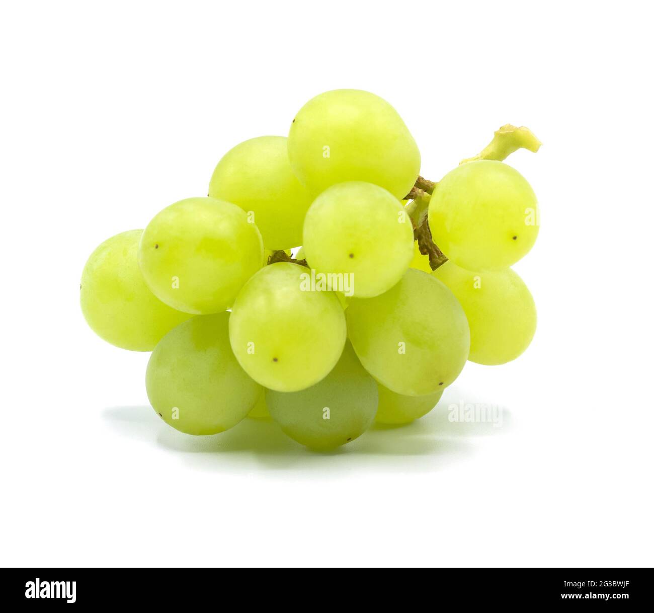 Green grapes bunch isolated on white background,Closeup Stock Photo