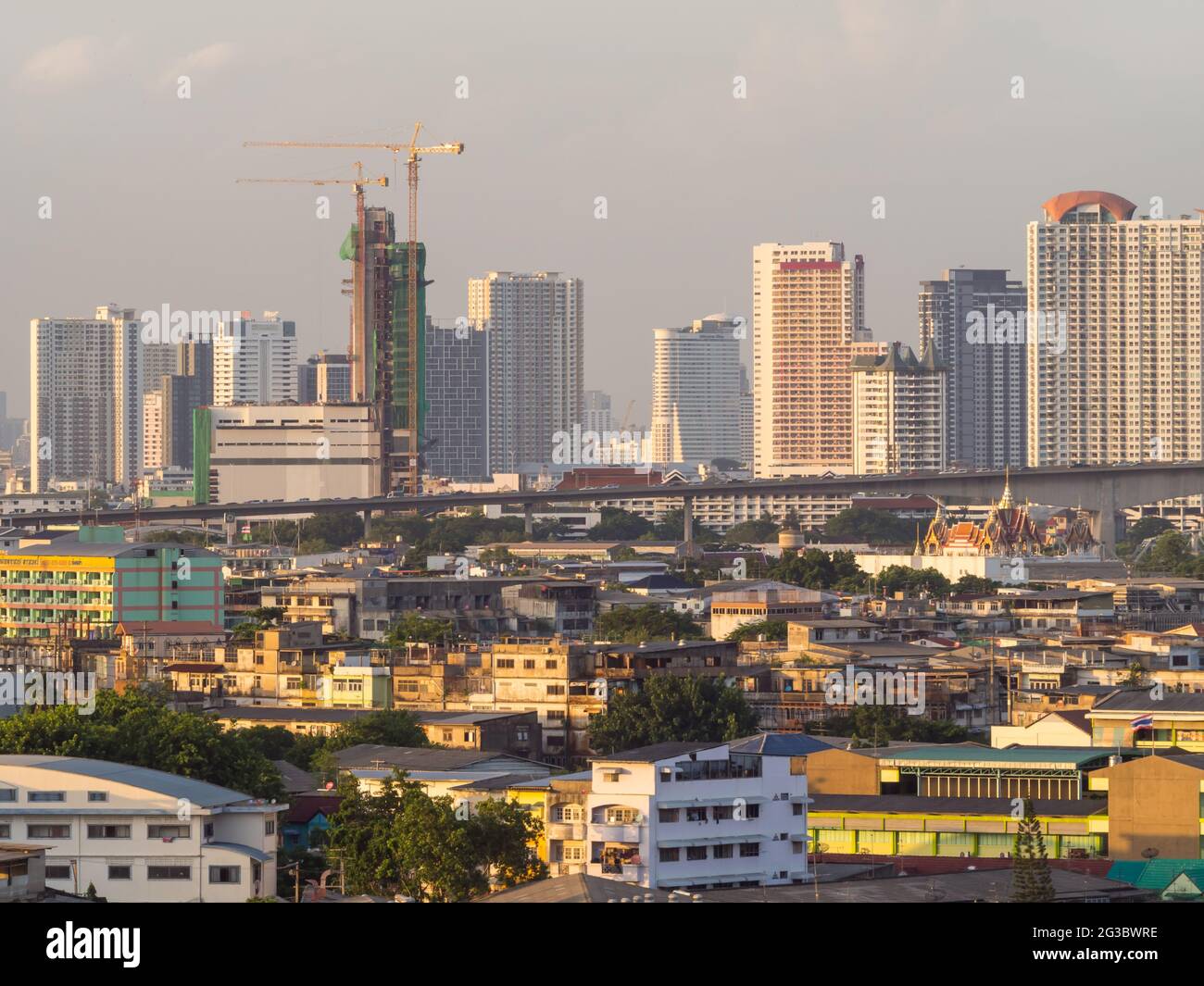 Skyscraper buildings in Bangkok under evening twilight sky Stock Photo ...