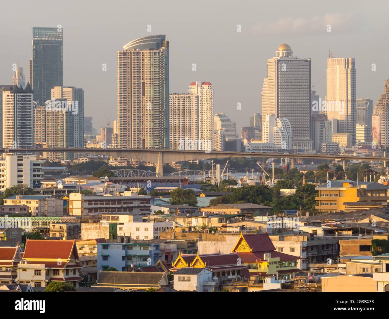 Skyscraper buildings in Bangkok under evening twilight sky Stock Photo ...