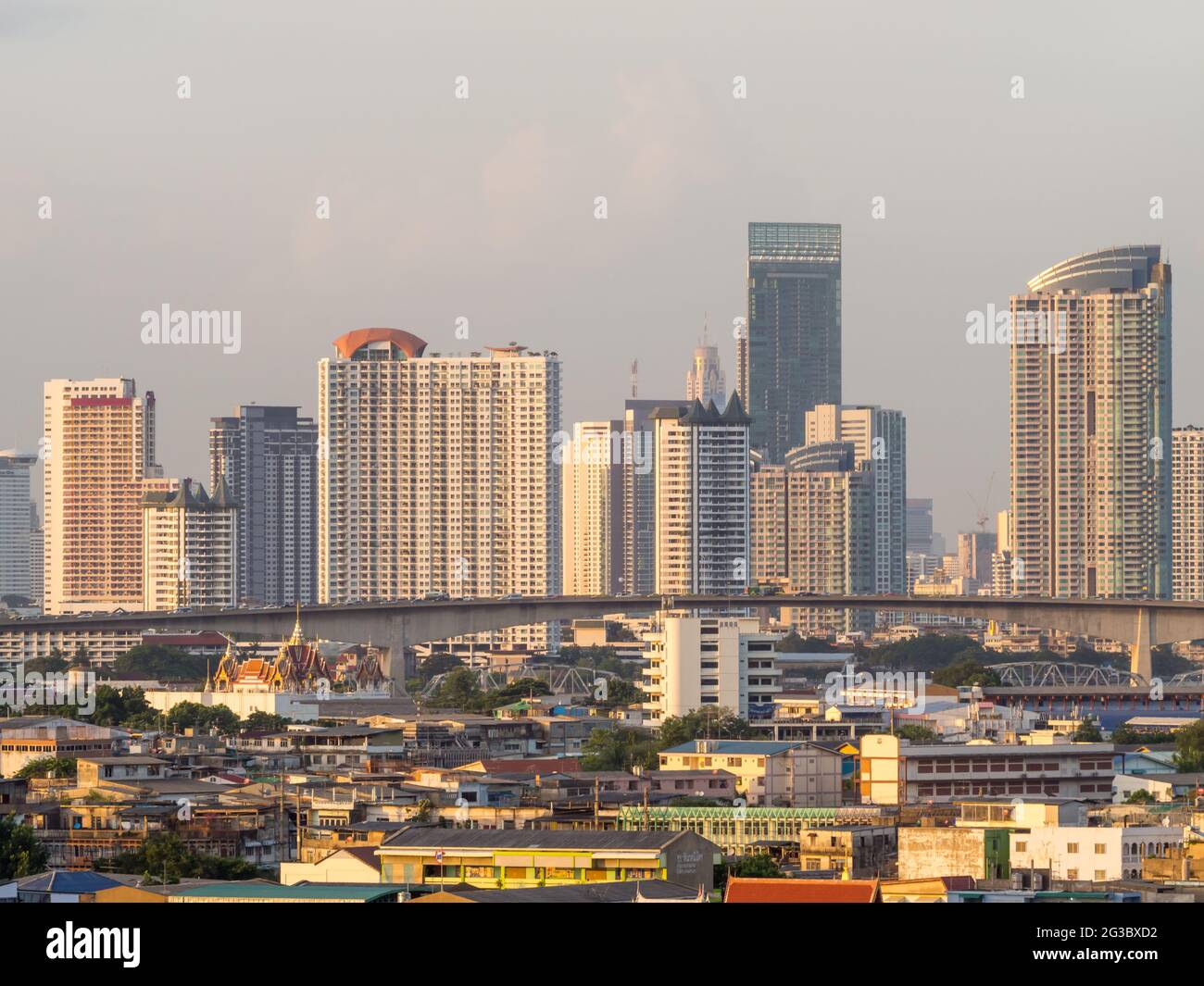 Skyscraper buildings in Bangkok under evening twilight sky Stock Photo ...