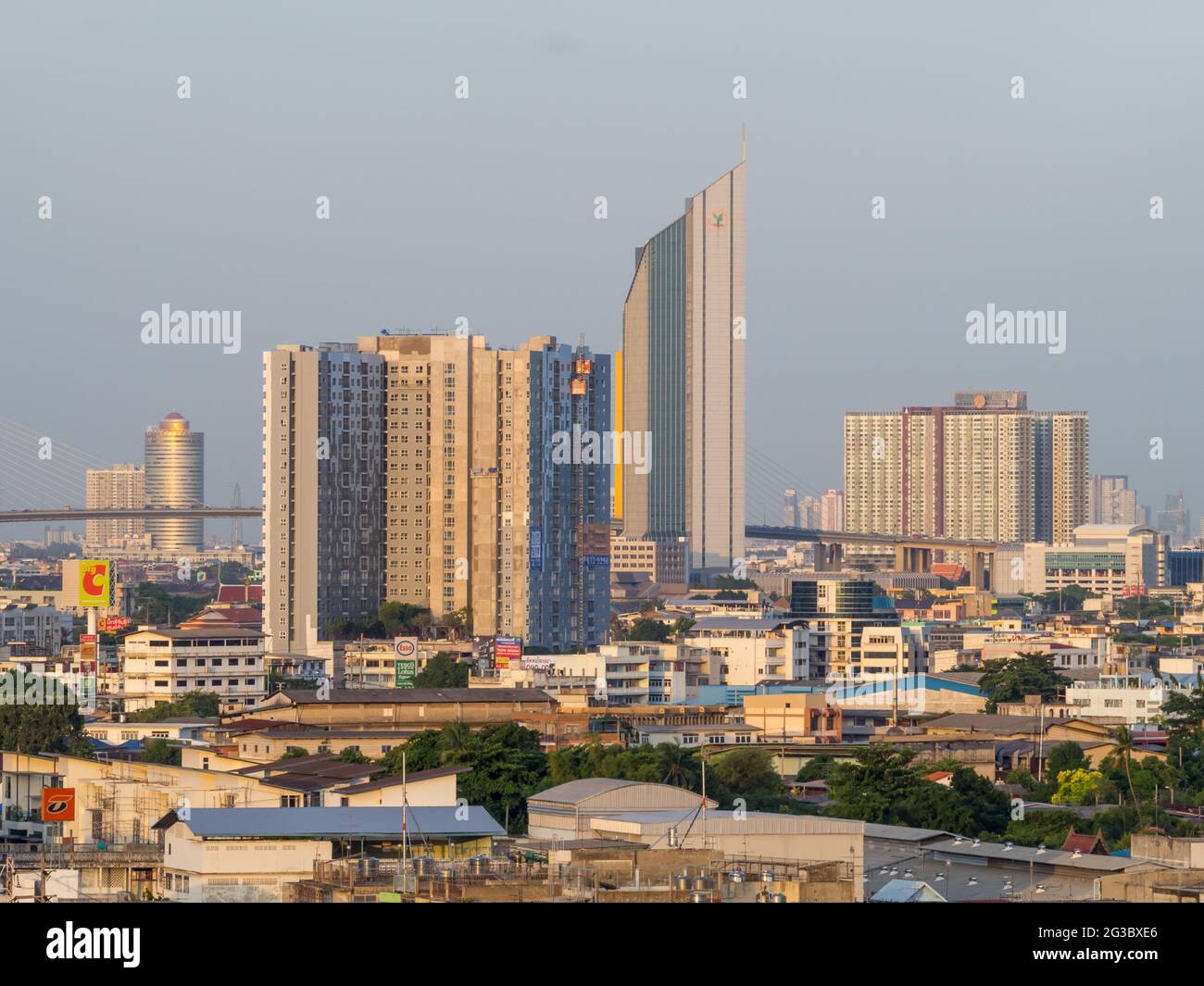 Skyscraper buildings in Bangkok under evening twilight sky Stock Photo ...