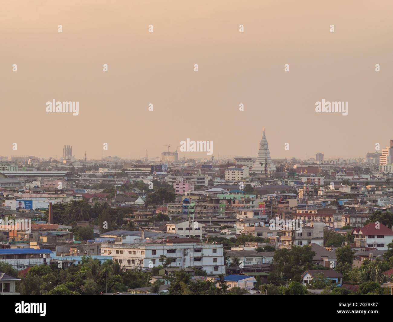 Skyscraper buildings in Bangkok under evening twilight sky Stock Photo ...