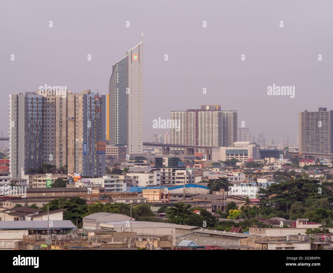 Skyscraper buildings in Bangkok under evening twilight sky Stock Photo ...
