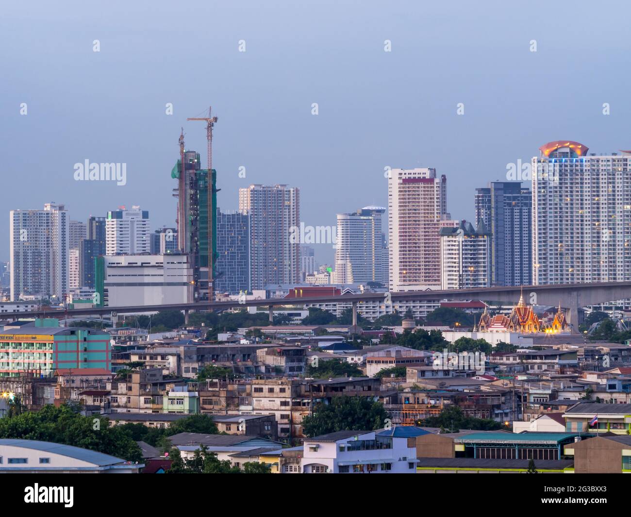 Skyscraper buildings in Bangkok under evening twilight sky Stock Photo ...