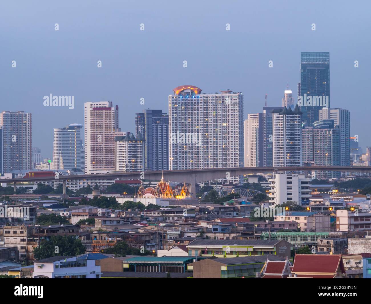 Skyscraper buildings in Bangkok under evening twilight sky Stock Photo ...